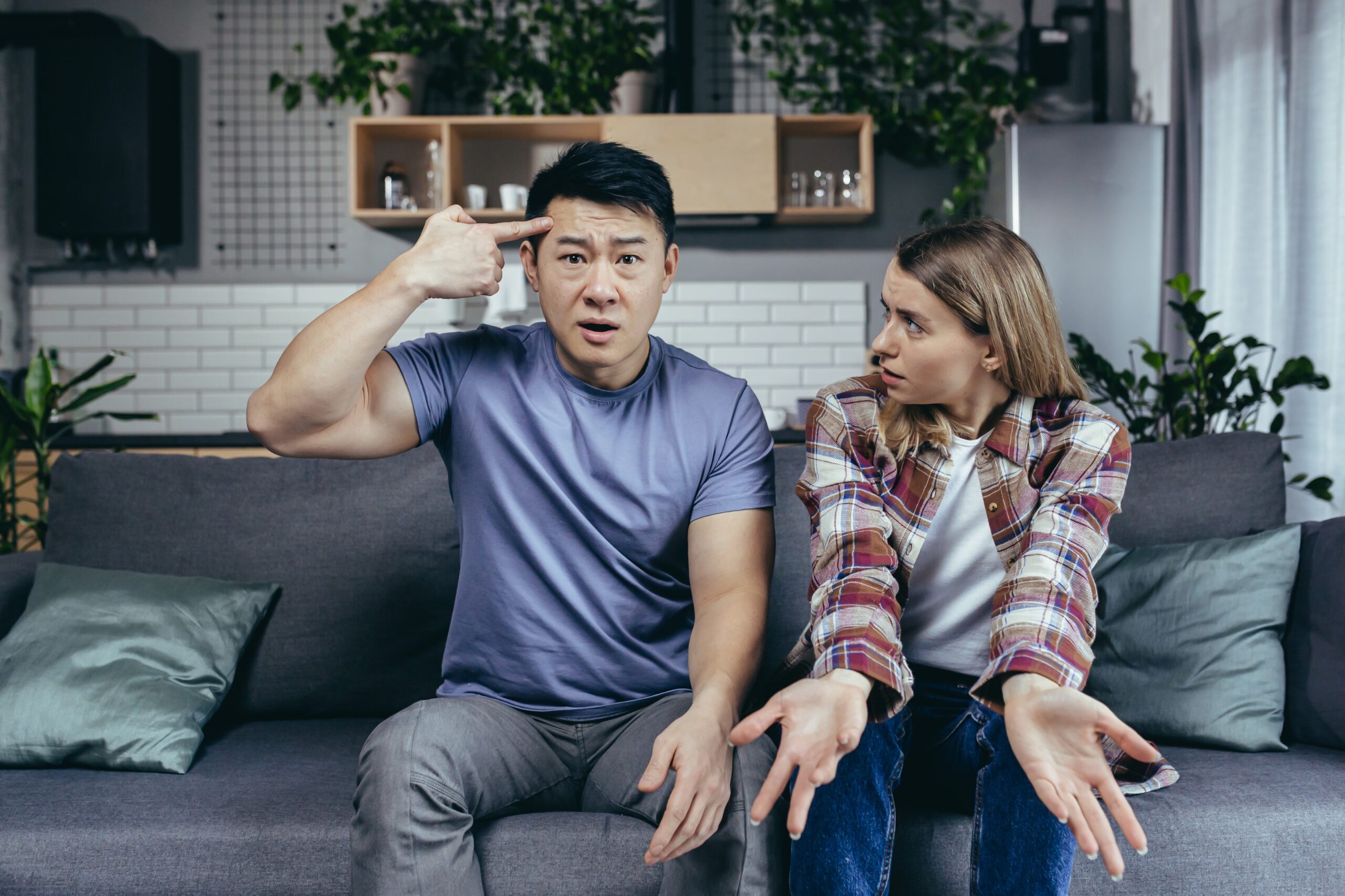 Stressed couple caught in a cycle of conflict due to untreated adult ADHD