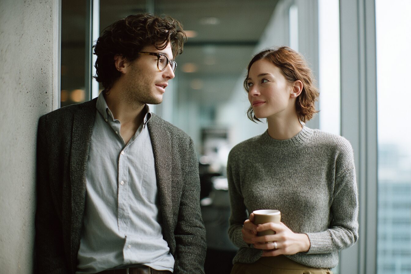 ADHD partner at work venting to a female coworker, the unnoticed moment a friendship begins shifting toward an emotional affair.